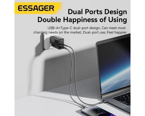 Мережевий зарядний пристрій ESSAGER ECT33W Gan 1USB 1T-C 33W black (ECT33W-LJB01-Z) Мережевий зарядний пристрій ESSAGER ECT33W Gan 1USB 1T-C 33W black (ECT33W-LJB01-Z)