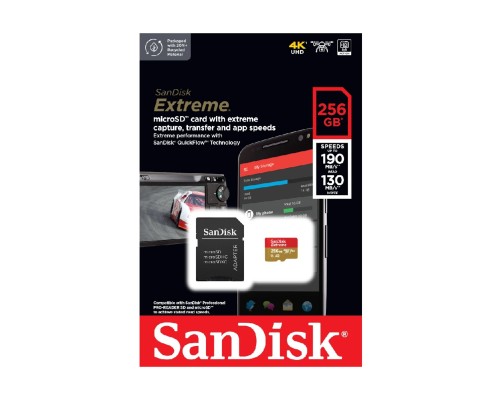 microSDXC (UHS-1 U3) SanDisk Extreme A2 256Gb class 10 V30 (R190MB/s,W130MB/s) (adapter SD) (SDSQXAV-256G-GN6MA) microSDXC (UHS-1 U3) SanDisk Extreme A2 256Gb class 10 V30 (R190MB/s,W130MB/s) (adapter SD) (SDSQXAV-256G-GN6MA)