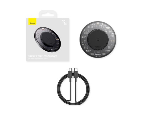 Бездротовий зарядний пристрій Baseus Simple 2 Wireless Charger 15W Cluster Black(Include: Cable Type-C To Type-C 24W 12V/2A 1m Cluster Black) (CCJJ050001) Бездротовий зарядний пристрій Baseus Simple 2 Wireless Charger 15W Cluster Black(Include: Cable Type-C To Type-C 24W 12V/2A 1m Cluster Black) (CCJJ050001)