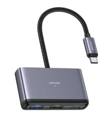 USB-хаб Usams US-SJ627 4in1 Multifunctional Type-C HUB dark grey Type-C*1+USB3.0*1+USB 2.0*2 (SJ627HUB01)