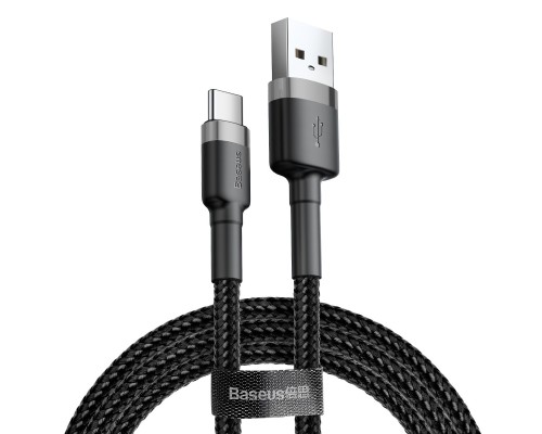 Кабель Baseus Cafule Cable USB For Type-C 3A 0.5m Gray+Black (CATKLF-AG 1) Кабель Baseus Cafule Cable USB For Type-C 3A 0.5m Gray+Black (CATKLF-AG 1)