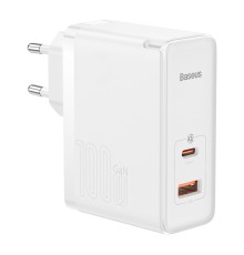 Мережевий зарядний пристрій Baseus GaN5 Pro Fast Charger C+U 100W EU White (With Mini White Cable Type-C to Type-C 100W(20V/5A) 1m White） (CCGP090202)
