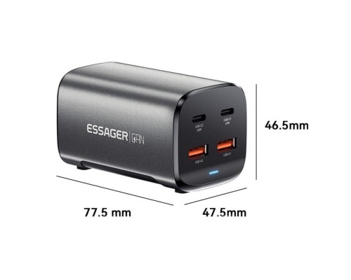 Зарядний пристрій ESSAGER Jiyue 67W GaN Table Charger 2C2A EU grey (ECT2AC-JYB0G-Z) Зарядний пристрій ESSAGER Jiyue 67W GaN Table Charger 2C2A EU grey (ECT2AC-JYB0G-Z)