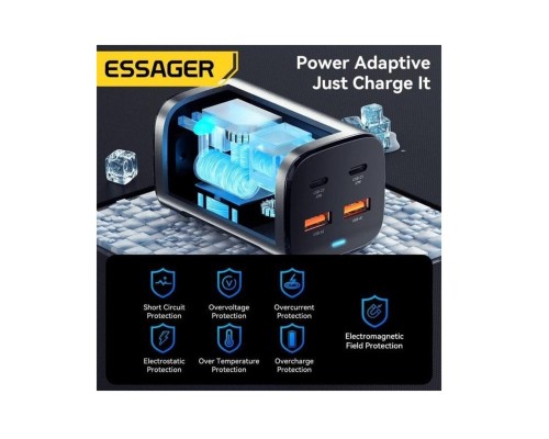 Зарядний пристрій ESSAGER Jiyue 67W GaN Table Charger 2C2A EU grey (ECT2AC-JYB0G-Z) Зарядний пристрій ESSAGER Jiyue 67W GaN Table Charger 2C2A EU grey (ECT2AC-JYB0G-Z)