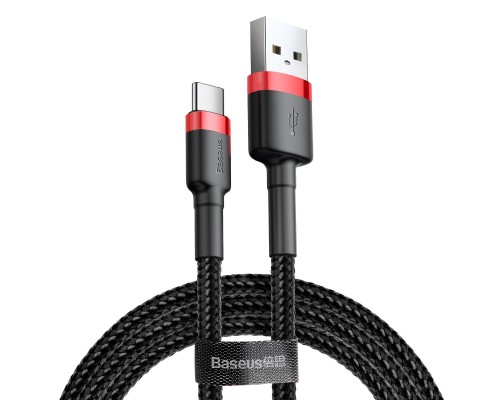 Кабель Baseus Cafule Cable USB For Type-C 3A 0.5m Red+Black (CATKLF-A91) Кабель Baseus Cafule Cable USB For Type-C 3A 0.5m Red+Black (CATKLF-A91)