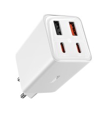 Мережевий зарядний пристрій Baseus GaN6 Pro Fast Charger 2C+2U 65W  EU Moon White((With:Mini White Cable Type-C to Type-C 100W(20V/5A) 1m White） (P10162701213-00)