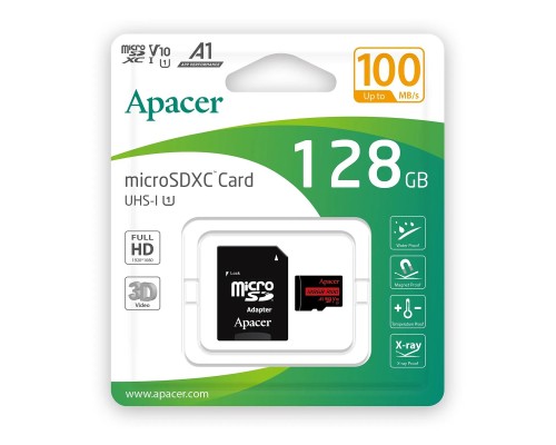 microSDXC (UHS-1) Apacer 128Gb class 10 V10 A1 R100MB/s (adapter SD) (AP128GMCSX10UB-R) microSDXC (UHS-1) Apacer 128Gb class 10 V10 A1 R100MB/s (adapter SD) (AP128GMCSX10UB-R)