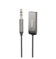 Bluetooth-ресивер HOCO E78 Benefit car AUX BT receiver with cable Black Metal Gray (6942007605663)