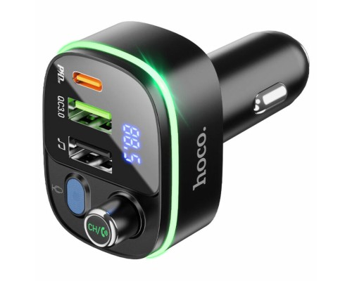 АЗП з FM-модулятором HOCO E62 Fast PD20W+QC3.0 car BT FM transmitter Black (6931474756299) АЗП з FM-модулятором HOCO E62 Fast PD20W+QC3.0 car BT FM transmitter Black (6931474756299)