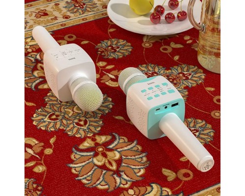 Портативна колонка HOCO BK5 Cantando karaoke microphone White (6931474742292)