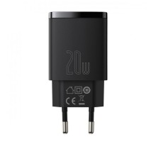 Мережевий зарядний пристрій Baseus Compact Quick Charger U+C 20W EU Black (CCXJ-B01)
