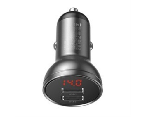 Автомобільний зарядний пристрій Baseus Digital Display Dual USB 4.8A Car Charger 24W Grey (CCBX-0G) Автомобільний зарядний пристрій Baseus Digital Display Dual USB 4.8A Car Charger 24W Grey (CCBX-0G)