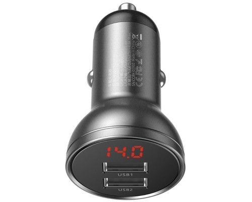 Автомобільний зарядний пристрій Baseus Digital Display Dual USB 4.8A Car Charger 24W Grey (CCBX-0G) Автомобільний зарядний пристрій Baseus Digital Display Dual USB 4.8A Car Charger 24W Grey (CCBX-0G)