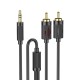 Аудiокабель HOCO UPA28 3.5 double lotus RCA audio cable Black (6942007607759)