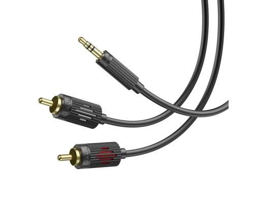 Аудiокабель HOCO UPA28 3.5 double lotus RCA audio cable Black (6942007607759) Аудiокабель HOCO UPA28 3.5 double lotus RCA audio cable Black (6942007607759)