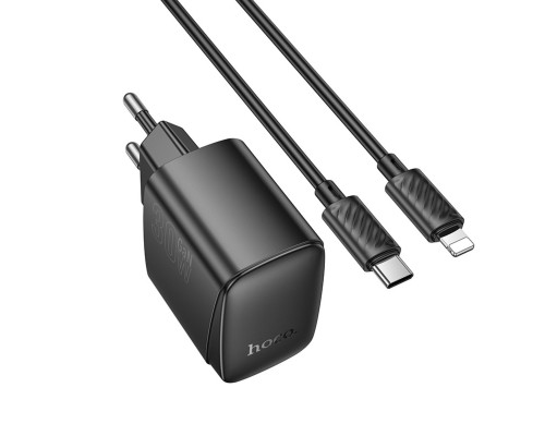 Мережевий зарядний пристрій HOCO CS61A Bright PD30W+QC3.0 charger set (C to iP)(EU) Black (6942007638432) Мережевий зарядний пристрій HOCO CS61A Bright PD30W+QC3.0 charger set (C to iP)(EU) Black (6942007638432)
