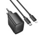 Мережевий зарядний пристрій HOCO CS61A Bright PD30W+QC3.0 charger set (C to iP)(EU) Black (6942007638432)