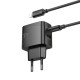 Мережевий зарядний пристрій HOCO CS61A Bright PD30W+QC3.0 charger set (C to iP)(EU) Black (6942007638432)