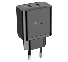 Мережевий зарядний пристрій HOCO N35 Streamer dual-port PD45W GaN (2C) charger(EU) Black (6931474797193)
