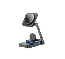 Бездротовий зарядний пристрій HOCO CQ10 Consuelo folding 3-in-1 wireless fast charger Black (6942007618359)