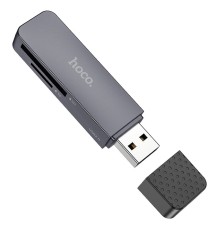 Кардрідер HOCO HB45 Spirit 2-in-1 USB 2.0 card reader Metal Gray (6942007620499)