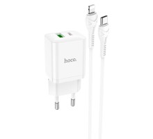 Мережевий зарядний пристрій HOCO N28 Founder PD20W+QC3.0 charger set(C to iP) White (6931474783530)