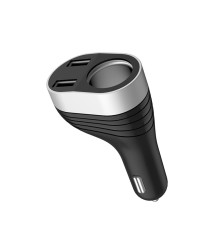 Автомобільний зарядний пристрій HOCO Z29 Regal digital display cigarette lighter car charger Black (6957531092186)