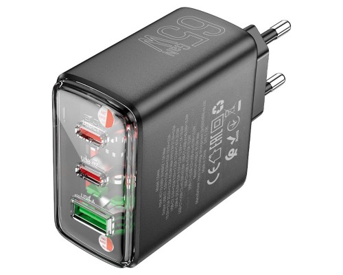Мережевий зарядний пристрій HOCO CS44A Smart PD65W(2C1A) charger(EU) Black (6942007620864) Мережевий зарядний пристрій HOCO CS44A Smart PD65W(2C1A) charger(EU) Black (6942007620864)