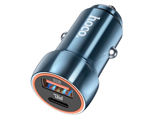 Автомобільний зарядний пристрій HOCO Z46A Blue whale PD20W+QC3.0 car charger Sapphire Blue (6931474770349) 
