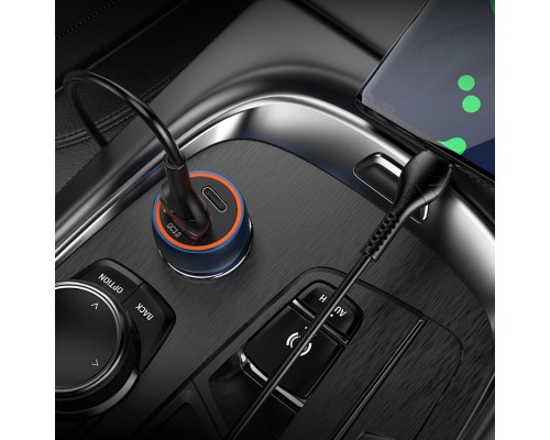 Автомобільний зарядний пристрій HOCO Z46A Blue whale PD20W+QC3.0 car charger Sapphire Blue (6931474770349) 
