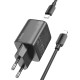 Мережевий зарядний пристрій HOCO N42 Elogiado dual-port PD45W(2C) charger set(C to iP) Black (6942007617109)