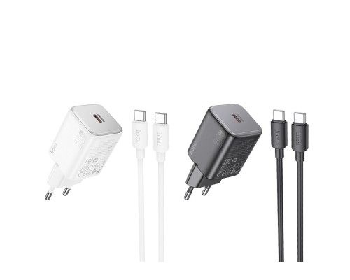 Мережевий зарядний пристрій HOCO N40 Mighty single port PD20W charger set(Type-C to Type-C) White (6942007617017) Мережевий зарядний пристрій HOCO N40 Mighty single port PD20W charger set(Type-C to Type-C) White (6942007617017)