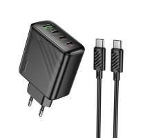 Мережевий зарядний пристрій HOCO CS27A Supply PD67W (3C1A) charger set (C to C)(EU) Black (6942007639842)