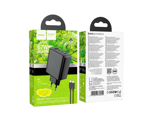 Мережевий зарядний пристрій HOCO CS27A Supply PD67W (3C1A) charger set (C to C)(EU) Black (6942007639842) Мережевий зарядний пристрій HOCO CS27A Supply PD67W (3C1A) charger set (C to C)(EU) Black (6942007639842)