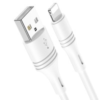 Кабель BOROFONE BX43 USB to iP 2.4A, 1m, PVC, PVC connectors, White (6931474735584)