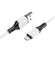 Кабель BOROFONE BX79 USB to Micro 2.4A, 1m, silicone, silicone connectors, White (6974443384772)