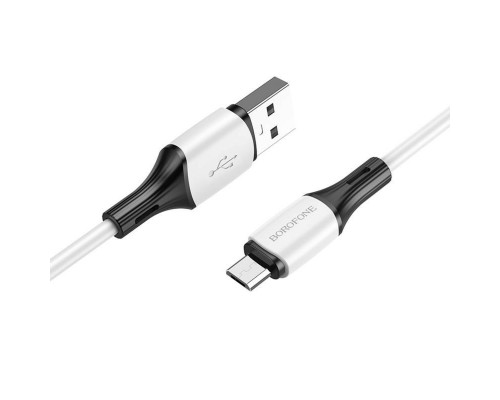 Кабель BOROFONE BX79 USB to Micro 2.4A, 1m, silicone, silicone connectors, White (6974443384772)