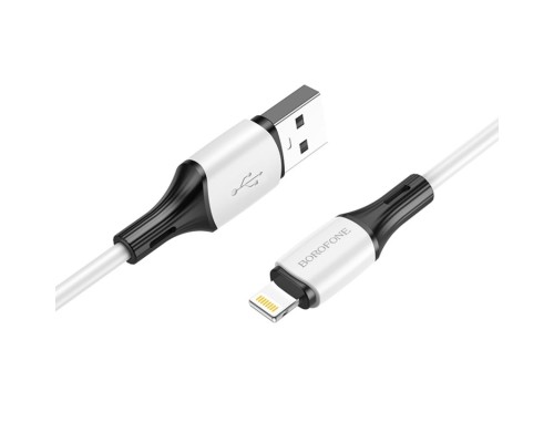 Кабель BOROFONE BX79 USB to iP 2.4A, 1m, silicone, silicone connectors, White (6974443384758)