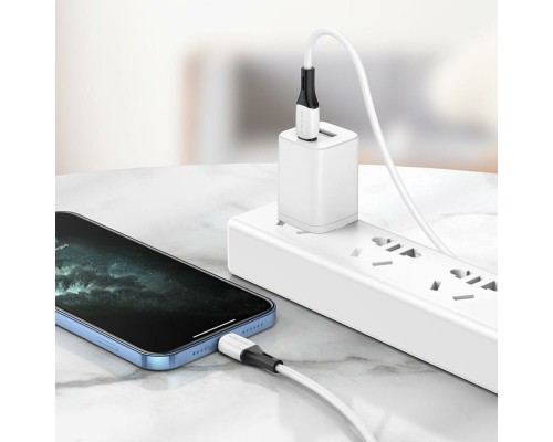Кабель BOROFONE BX79 USB to iP 2.4A, 1m, silicone, silicone connectors, White (6974443384758)
