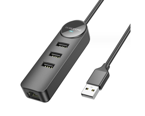 Адаптер Borofone DH6 Erudite 4-in-1 100 Mbps Ethernet Adapter(USB to USB2.0*3+RJ45)(L=1.2M) Black (6941991104275) Адаптер Borofone DH6 Erudite 4-in-1 100 Mbps Ethernet Adapter(USB to USB2.0*3+RJ45)(L=1.2M) Black (6941991104275)