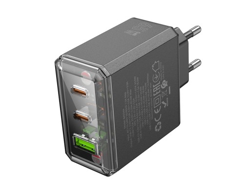 Мережевий зарядний пристрій BOROFONE BAS34A Treasure PD65W(2C1A) charger(EU) Black (6941991110740) Мережевий зарядний пристрій BOROFONE BAS34A Treasure PD65W(2C1A) charger(EU) Black (6941991110740)
