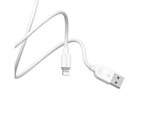 Кабель BOROFONE BX14 USB to iP 2.4A, 2m, PVC, TPE connectors, White (6957531090007) Кабель BOROFONE BX14 USB to iP 2.4A, 2m, PVC, TPE connectors, White (6957531090007)