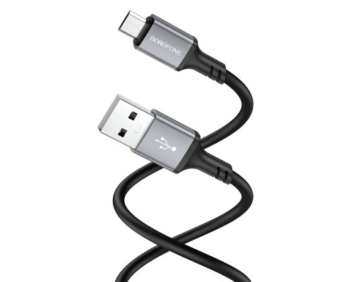 Кабель BOROFONE BX83 Micro Famous silicone charging data cable Black (6974443386387)