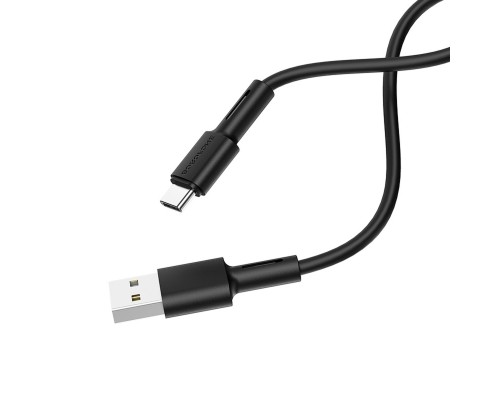 Кабель BOROFONE BX31 USB to Type-C 3A, 1m, silicone, TPE connectors, Black (6931474710390)