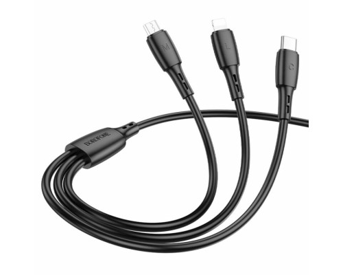 Кабель BOROFONE BX71 USB to iP+Type-C+Micro 2A, 1m, PVC, PVC connectors, Black (6974443384543) Кабель BOROFONE BX71 USB to iP+Type-C+Micro 2A, 1m, PVC, PVC connectors, Black (6974443384543)