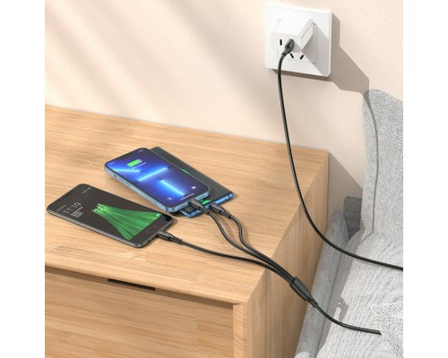 Кабель BOROFONE BX71 USB to iP+Type-C+Micro 2A, 1m, PVC, PVC connectors, Black (6974443384543) Кабель BOROFONE BX71 USB to iP+Type-C+Micro 2A, 1m, PVC, PVC connectors, Black (6974443384543)