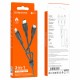 Кабель BOROFONE BX71 USB to iP+Type-C+Micro 2A, 1m, PVC, PVC connectors, Black (6974443384543)