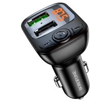 АЗП з FM-модулятором BOROFONE BC41 Eminency QC3.0 Car BT FM transmitter 18W Black (BC41B)