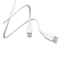Кабель BOROFONE BX14 USB to Type-C 2.4A, 1m, PVC, TPE connectors, White (6957531089995)
