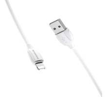 Кабель BOROFONE BX19 USB to iP 2.4A, 1m, PVC, TPE connectors, White (6931474701763)